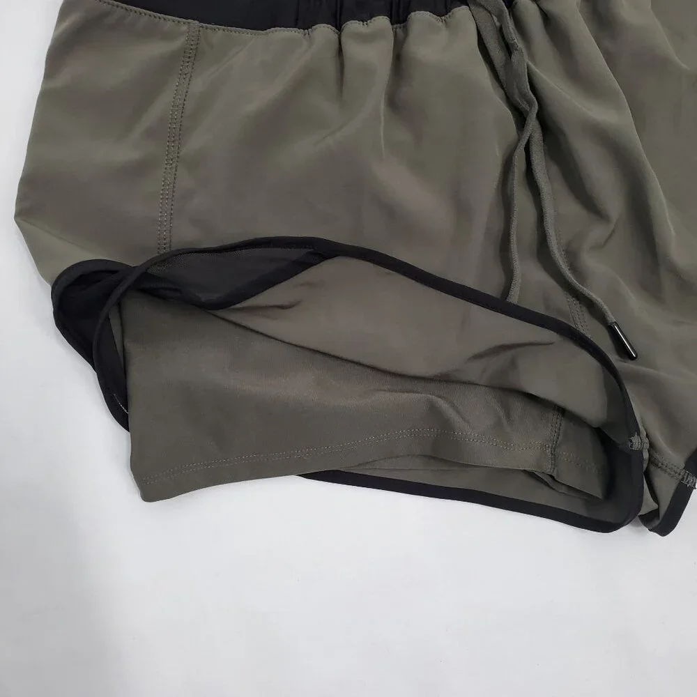 MPG Women's‎ Olive Combo Athletic Training Running Retro Run Shorts Size Large - Picture 7 of 11